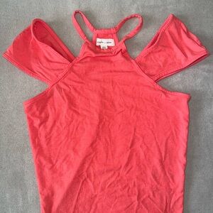 Silence + Noise Red Cold Shoulder Tank Top